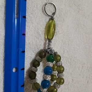 Green and Blue Beaded Keychain